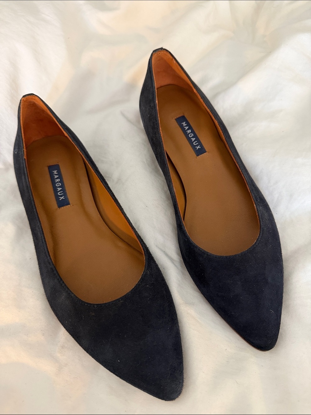 Margaux Black Suede Pointed Ballet Flats